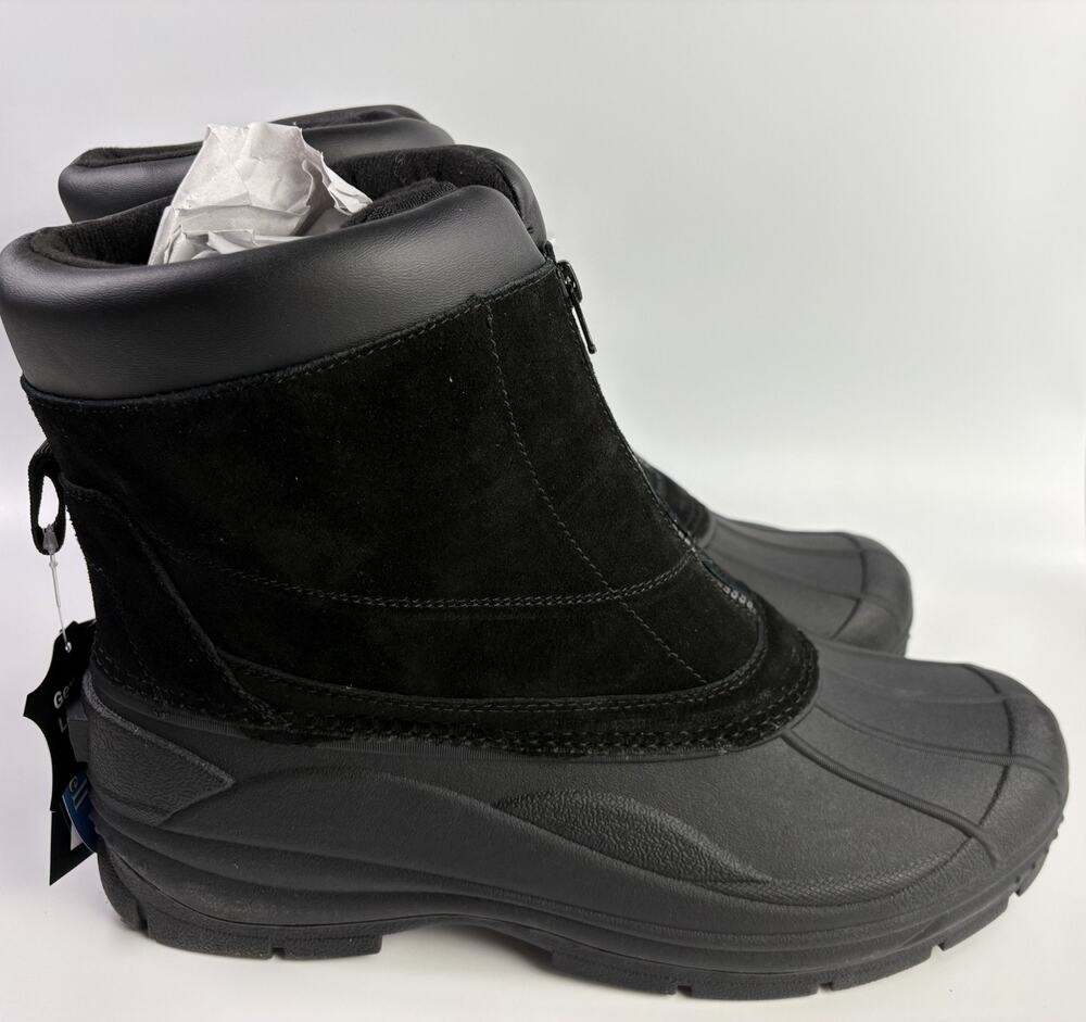 Benson Weatherproof Winter Boots Men's 13 Black New Waterproof Suede Zip